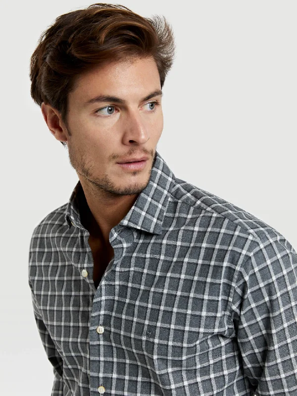 Slim fit 100% bci cotton checks flannel shirt