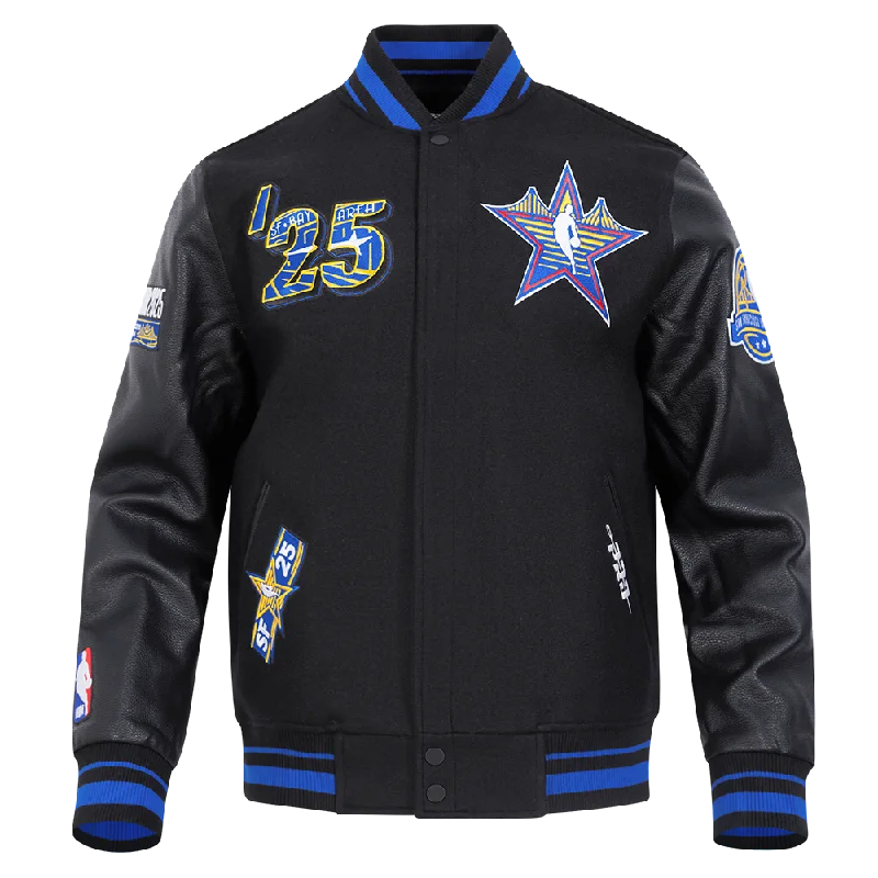 NBA ALL STAR 2025 MEN'S RIB WOOL VARSITY JACKET (BLACK/ROYAL BLUE/BLACK)