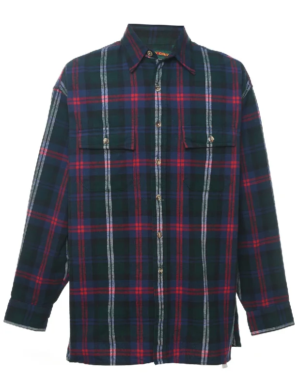 Long Sleeved Checked Shirt - L