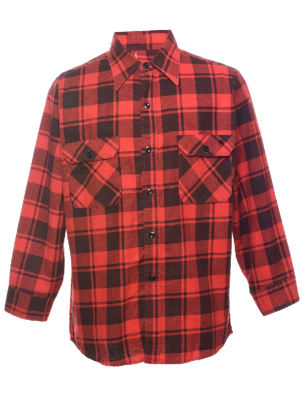 Long Sleeved Checked Shirt - L