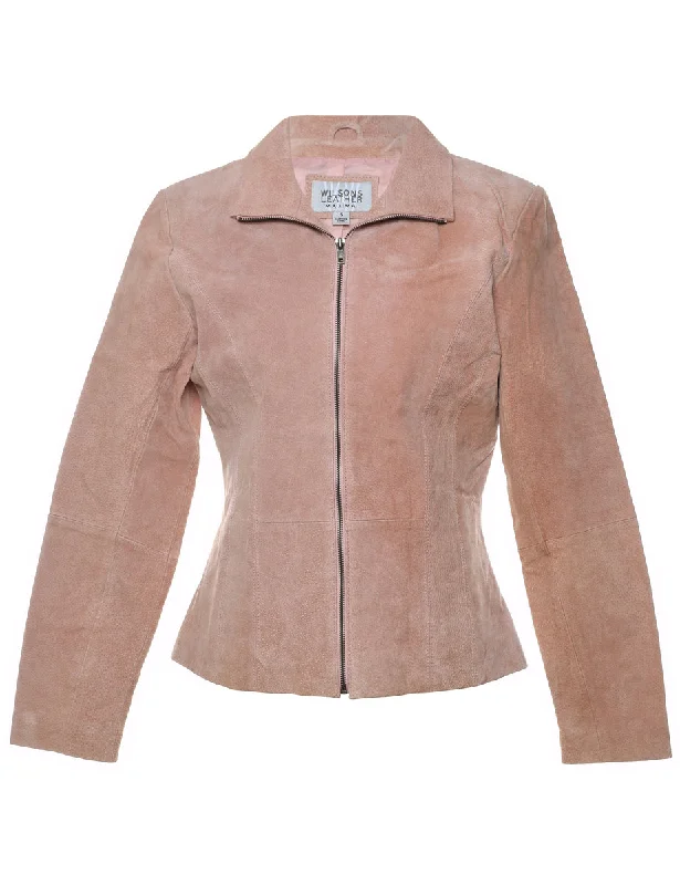 Light Pink Suede 1990s Jacket - S