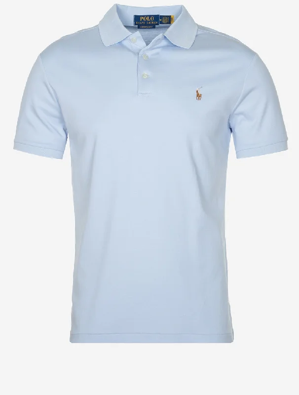 Slim Fit Pima Kurzarm-Poloshirt Blau