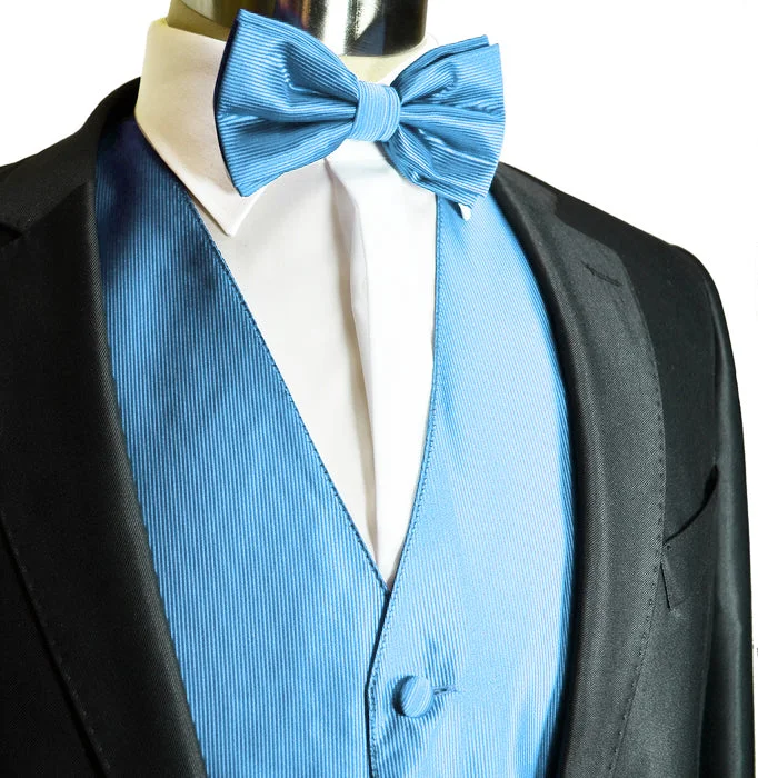 Men's Solid Light Blue Suit Vest Set by Milani