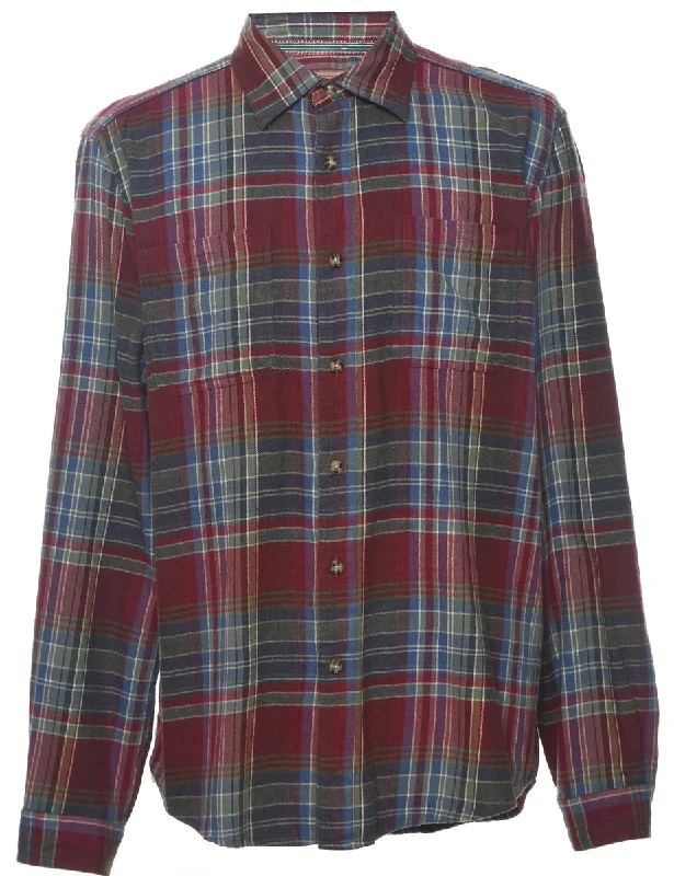 Long Sleeved Checked Shirt - L