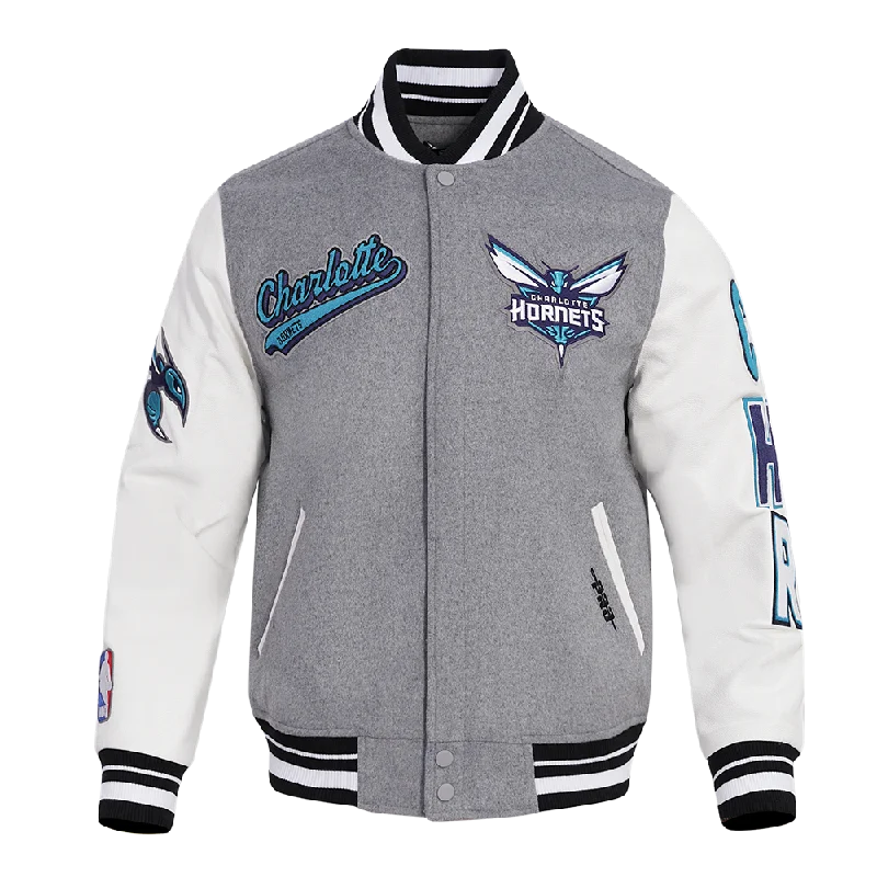 NBA CHARLOTTE HORNETS SCRIPT TAIL MEN'S RIB WOOL VARSITY (HEATHER GREY/WHITE/BLACK)