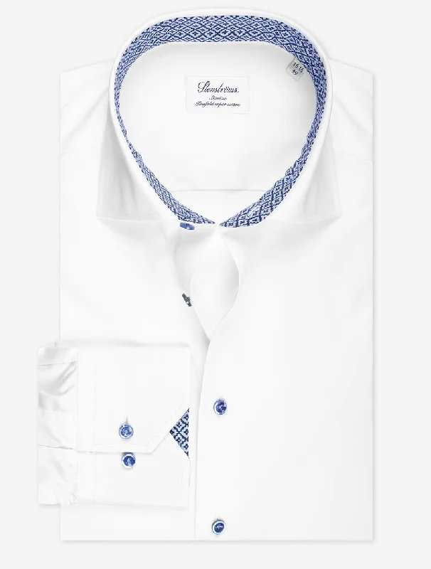 White Contrast Twill Slim Fit Shirt