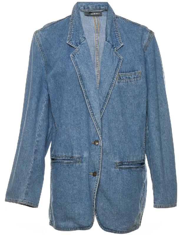 Liz Wear Stone Wash Button-Front Denim Jacket - L