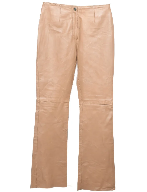 Light Brown Faux Leather Trousers - W32 L34