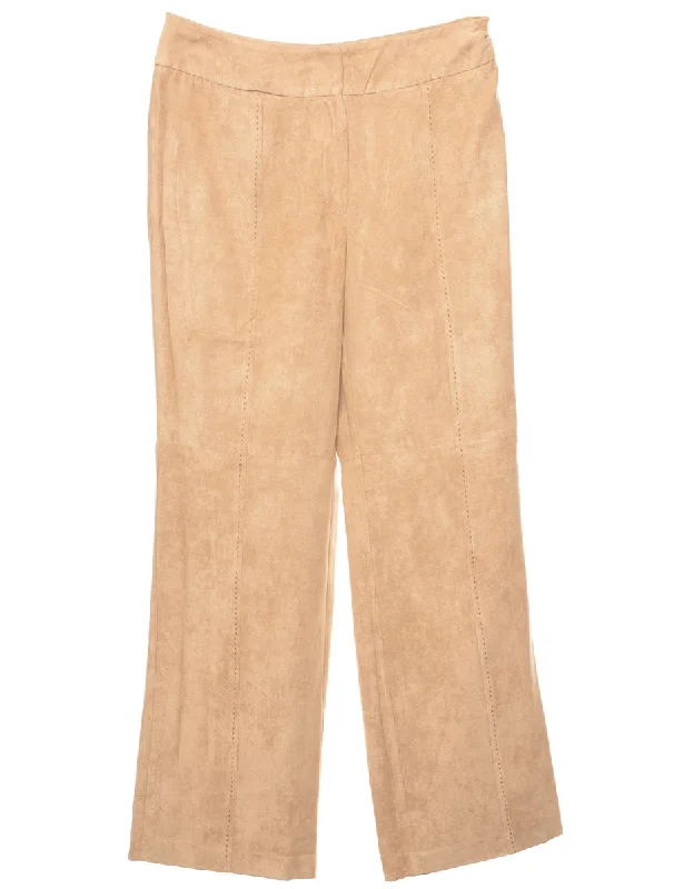 Light Brown Tapered Suede Trousers - W30 L30