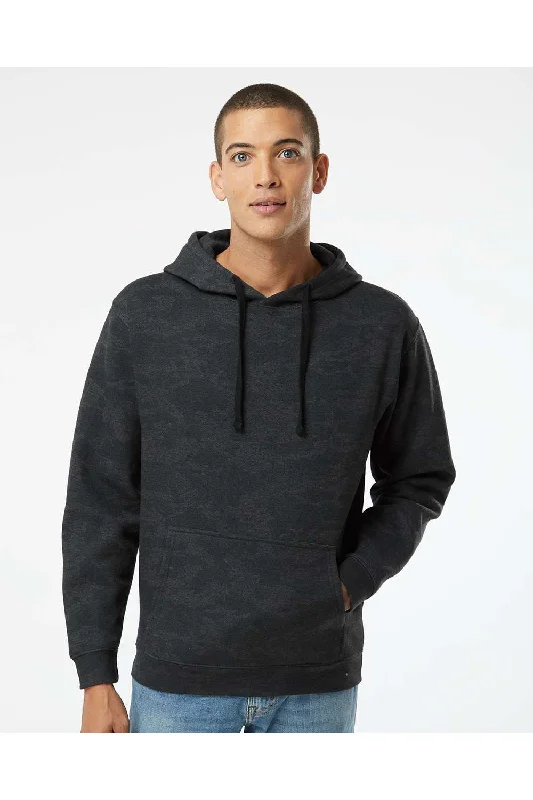 LAT Mens Elevated Fleece Basic Hooded Sweatshirt Hoodie w/ Pouch Pocket - Storm Camo