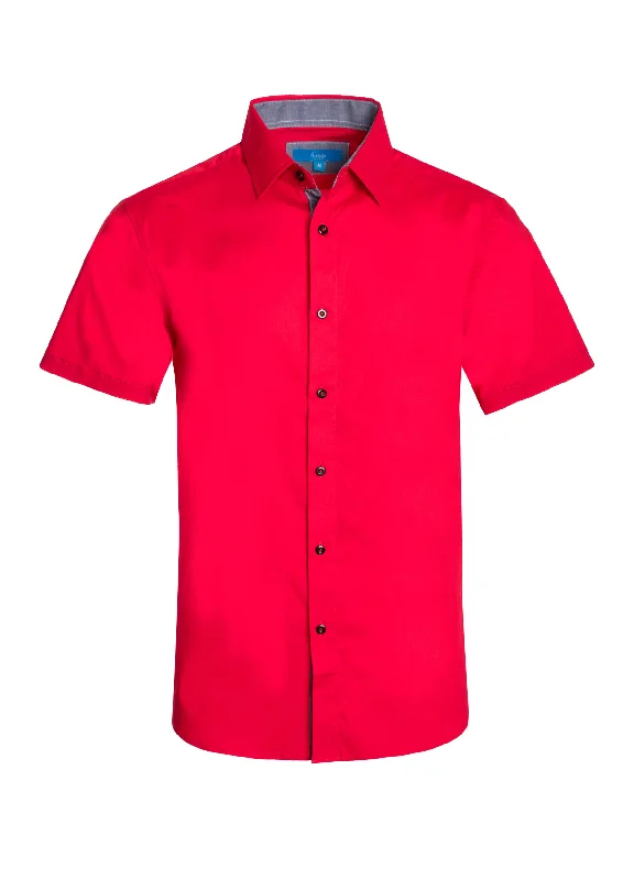 Short sleeve Cotton Shirt in Red