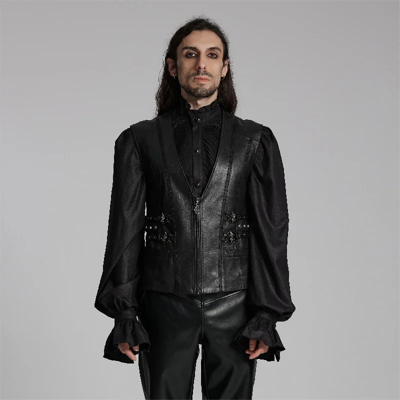 Men's Gothic Buckle-up Zip Eyelets Waistcoat