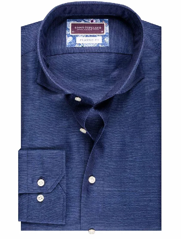 Manchester Linen Cotton Mix Shirt Blue/tailo