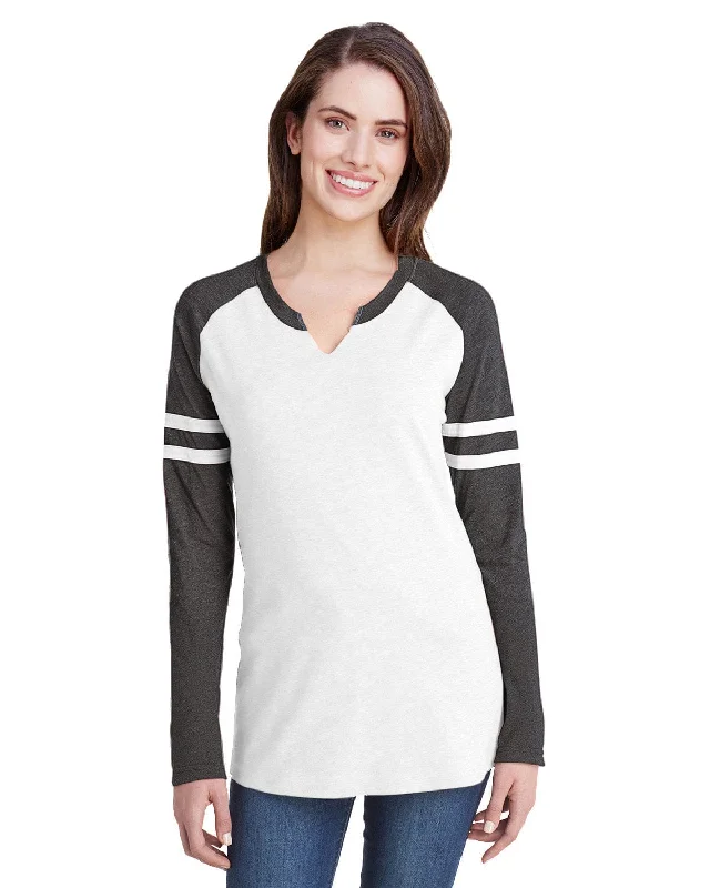 LAT Ladies Gameday Mash-Up Long Sleeve T-Shirt | B Wh/ V Sm/ B Wh