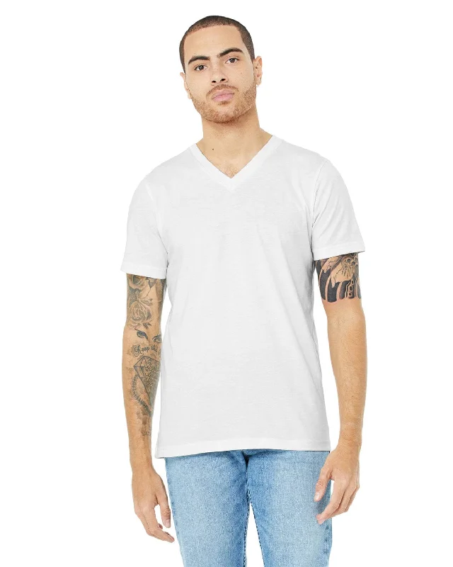 Bella+Canvas Unisex CVC Jersey V-Neck T-Shirt | Solid Wht Blend