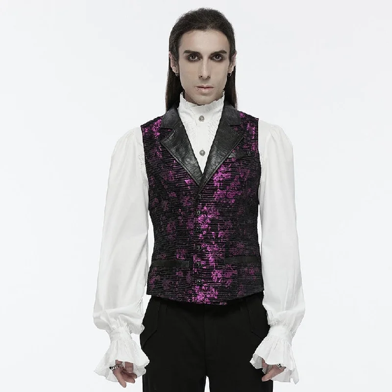 Men's Gothic Skull Buckle-up Waistcoat Violet