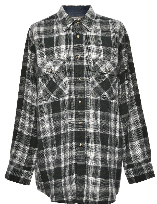 Long Sleeved Black Checked Shirt - XL