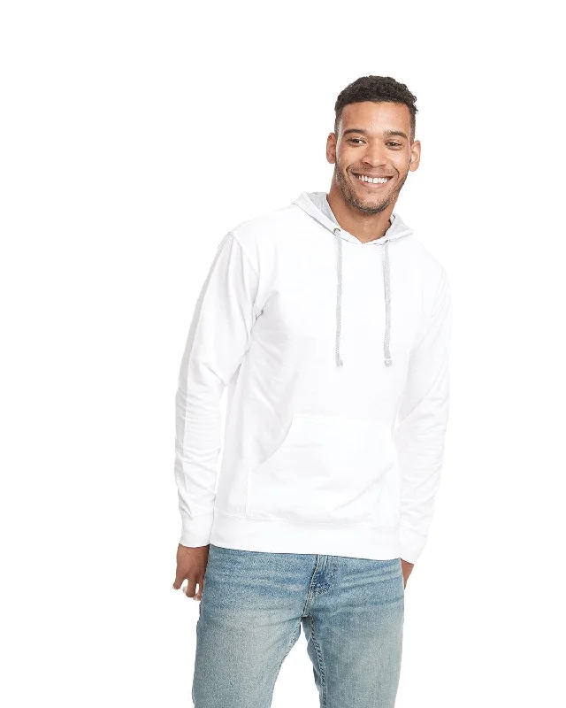 Next Level Unisex French Terry Pullover Hoodie | Wht/ Hthr Gray