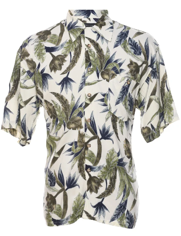 Leafy Print Hawaiian Shirt - M