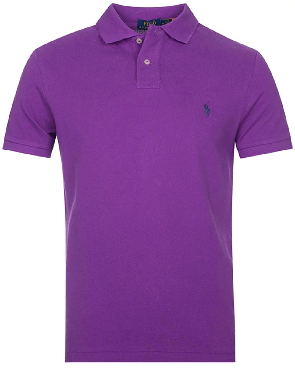 Basic Kurzarm Polo Lila