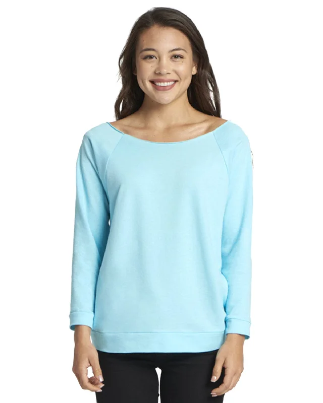 Next Level Ladies French Terry Raw-Edge 3/4-Sleeve Raglan Tee | Cancun