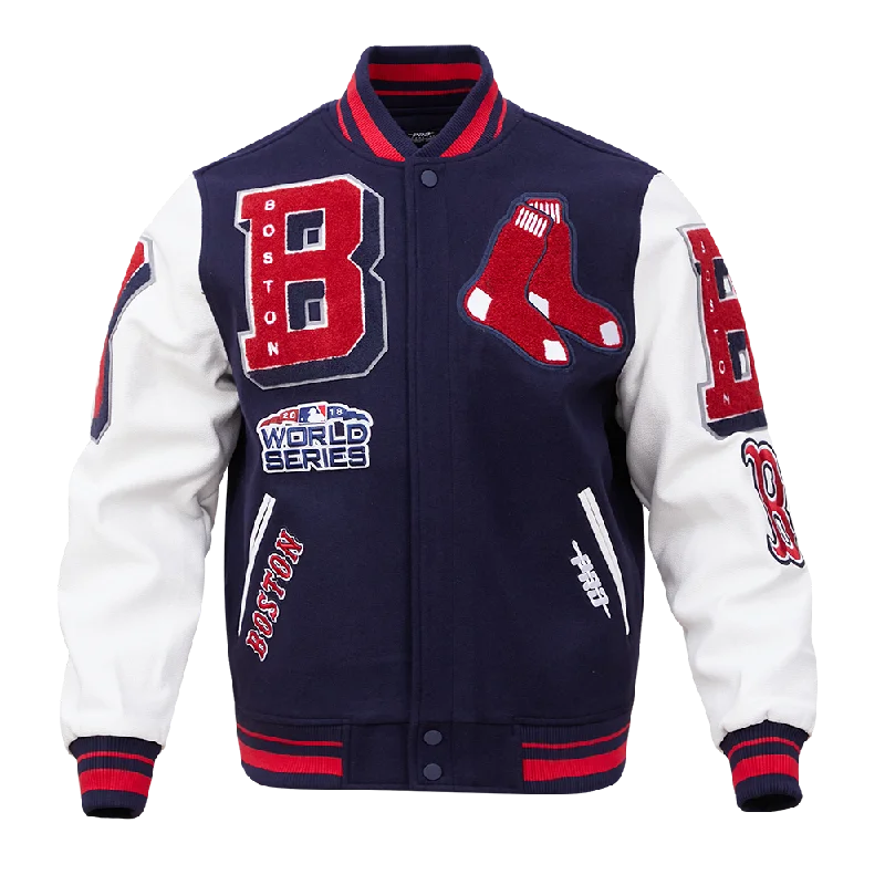 MLB BOSTON RED SOX MASHUP MEN'S RIB WOOL VARSITY JACKET (MIDNIGHT NAVY/WHITE)