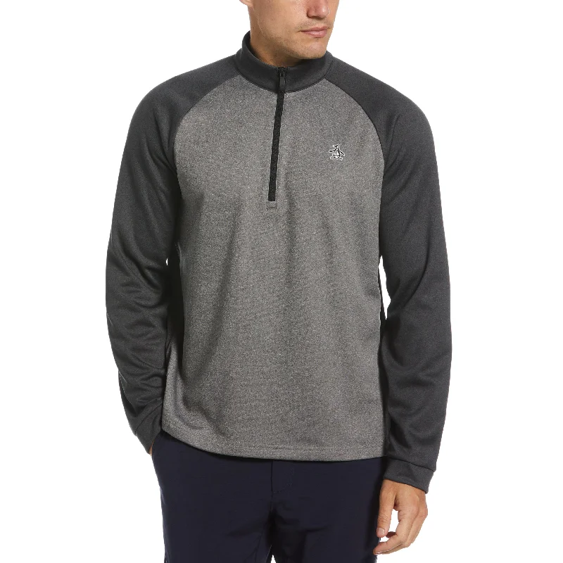 Color Block Fleece 1/4 Zip Pullover Golf Sweater