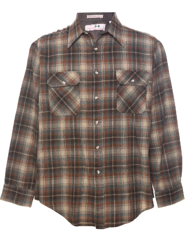 Long Sleeved Checked Shirt - L