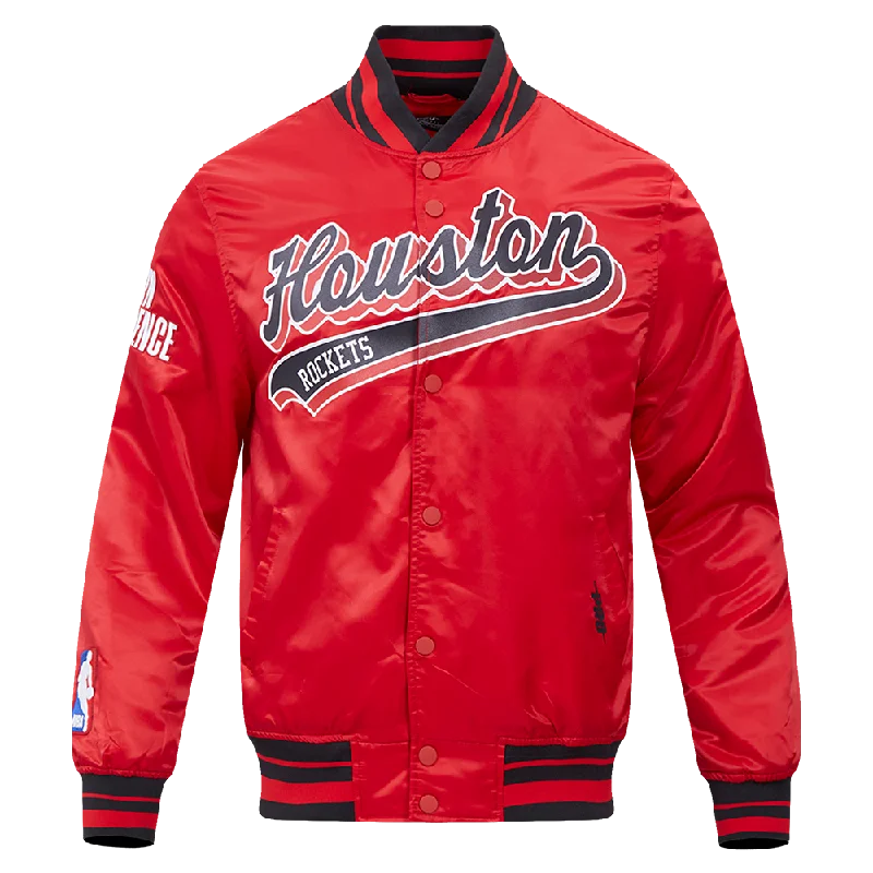 NBA HOUSTON ROCKETS SCRIPT TAIL MEN'S SATIN JACKET (RED/BLACK)