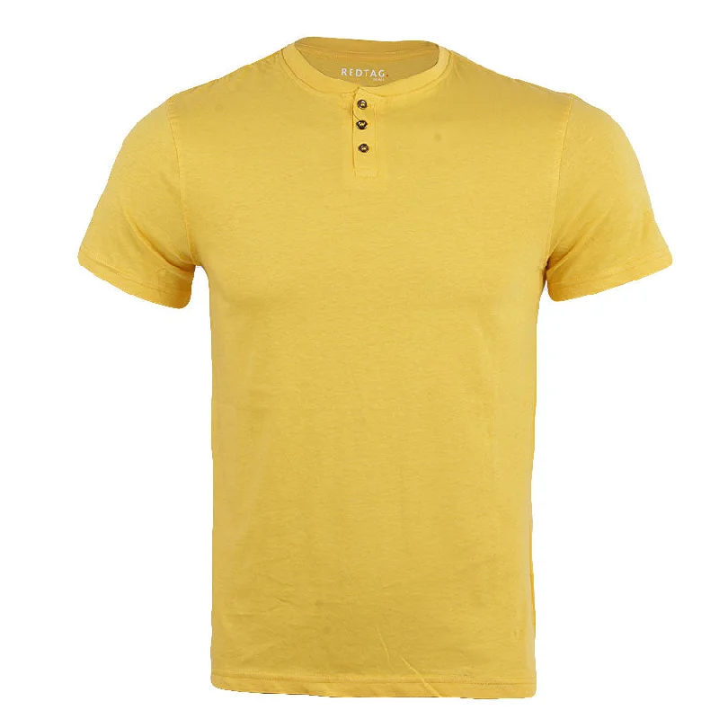 REDTAG Men's Yellow T-Shirts