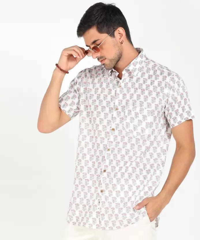 Mens Half Sleeve Casual Printed Shirt