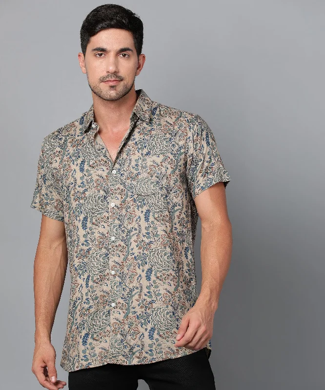 Mens Half Sleeve Casual Printed Shirt