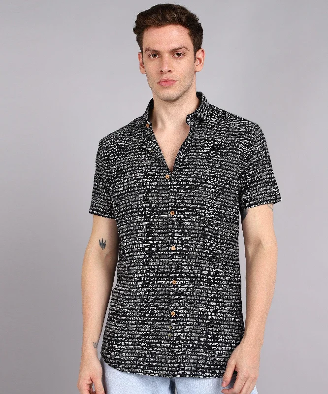 Mens Half Sleeve Casual Printed Shirt