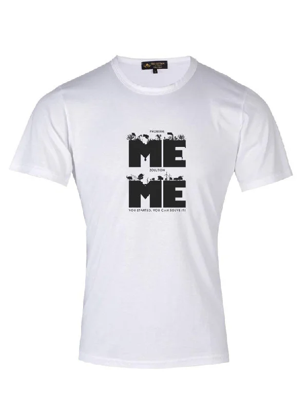 'Me problem Me Solution' Motivational Text White T-Shirt