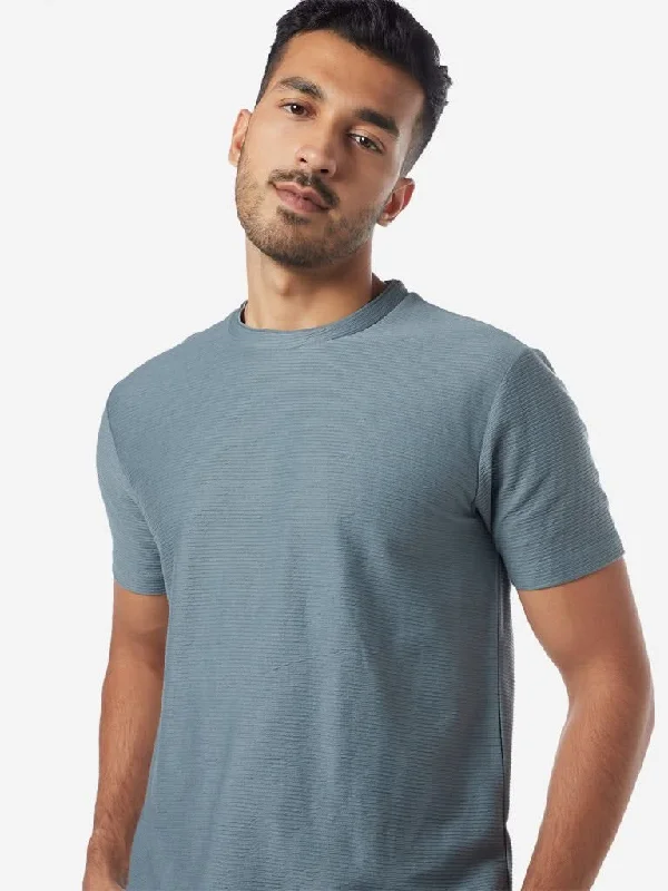 ETA Blue Textured Slim-Fit T-Shirt