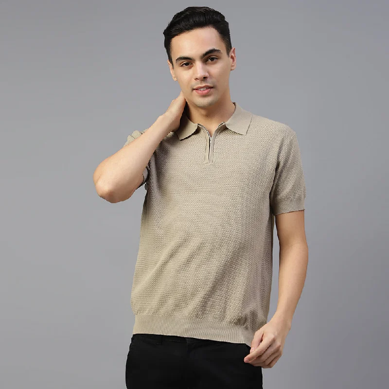 Peach Knitted Polo T-shirt