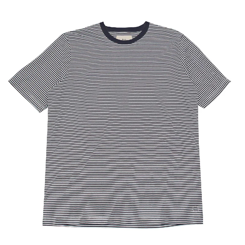 1X1 Stripe Tee - Navy/Ecru