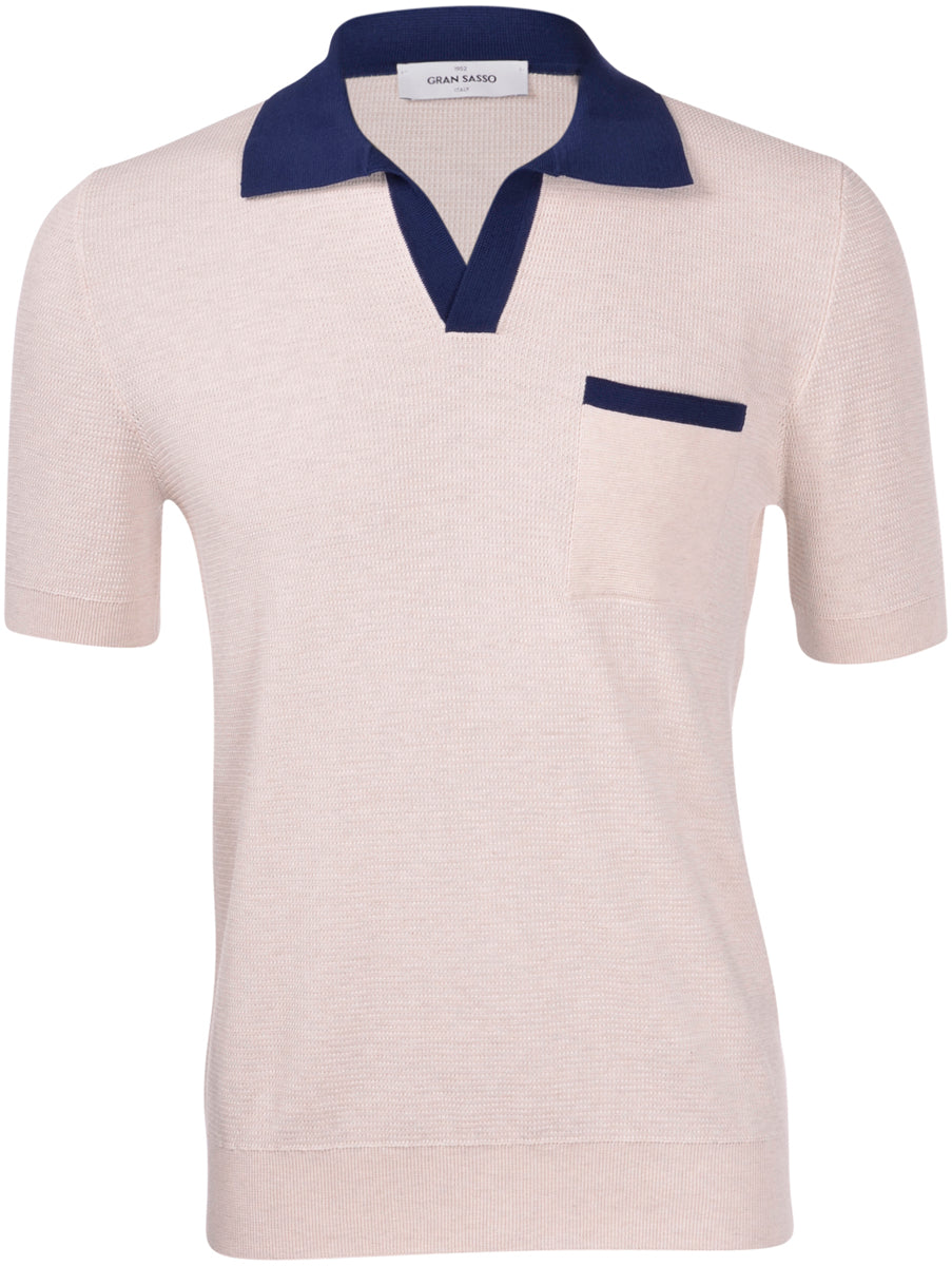 ID24247-Gran Sasso Ecru Skipper Collar Polo Shirt