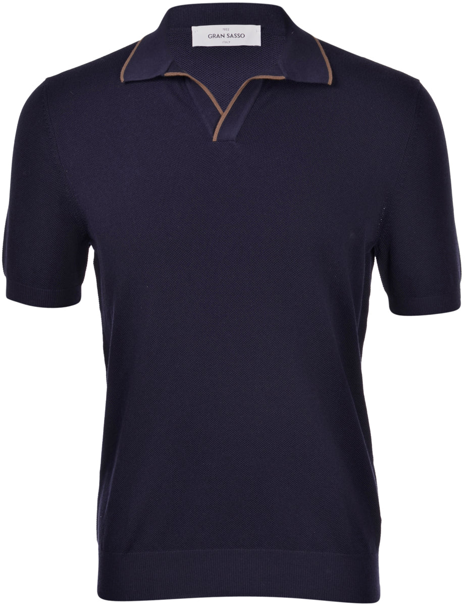 ID24255-Gran Sasso Navy Skipper Collar Polo