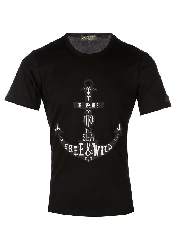 Like a Sea' Attitude Text Black T-Shirt