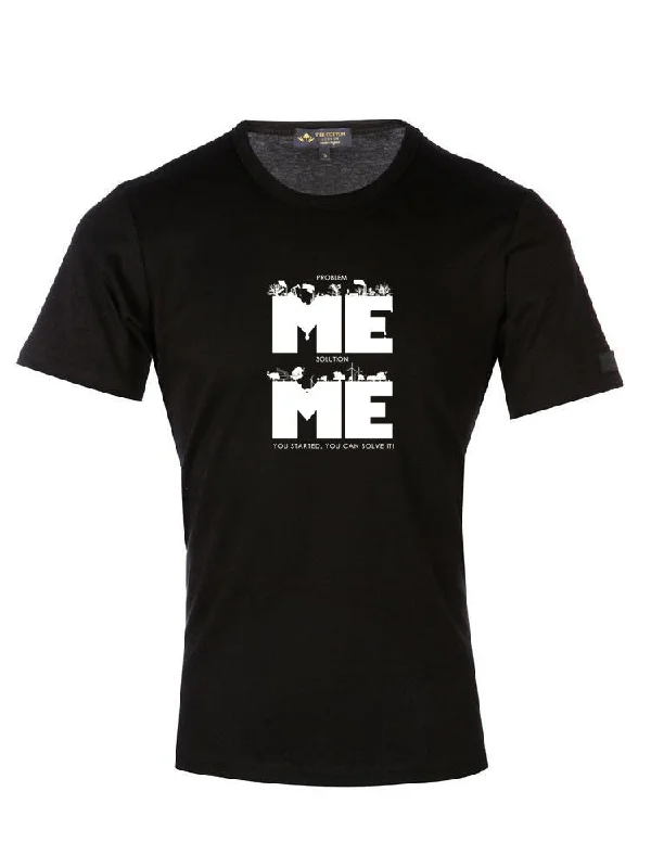 'Me problem Me Solution' Motivational Text Black T-Shirt