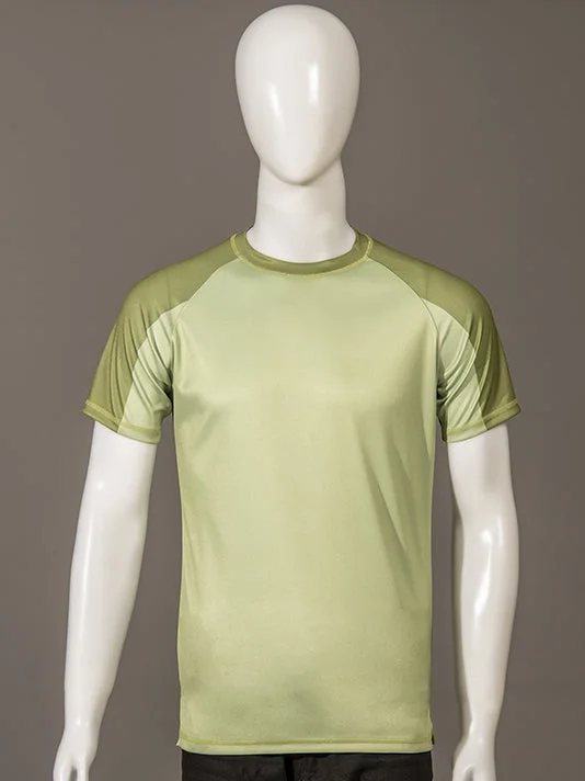 Men Crew Neck Green Printed Sports T-shirt