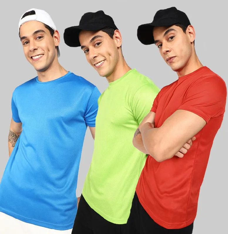 Mens Dry-Fit Sports Combo T.shirt (Green,Blue,Red)