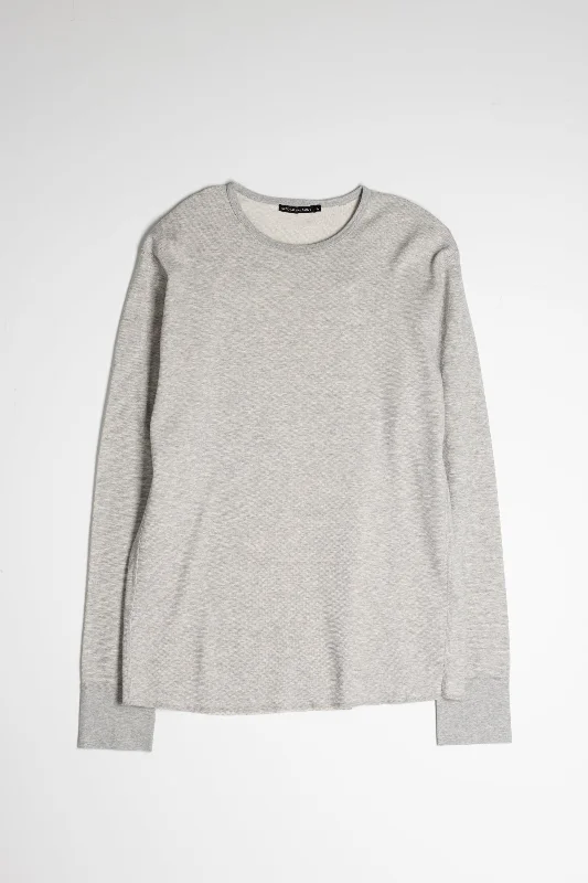 NS2153-6 Mesh Thermal Long Sleeve Crew in Melange Grey