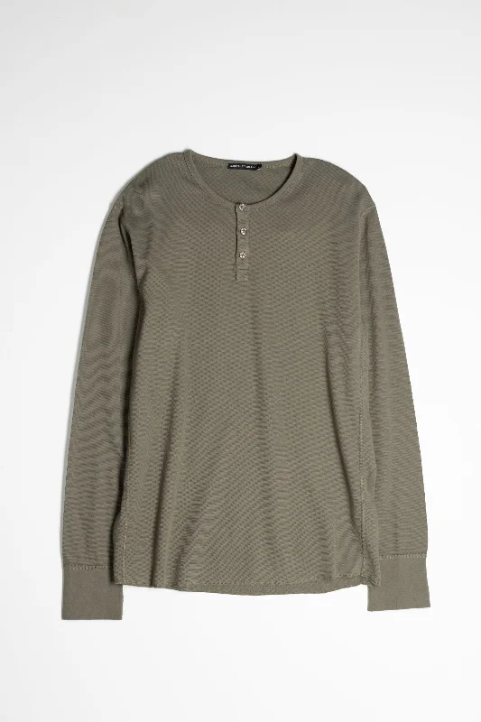 NS2154-7 Mesh Thermal Long Sleeve Henley in Army Green