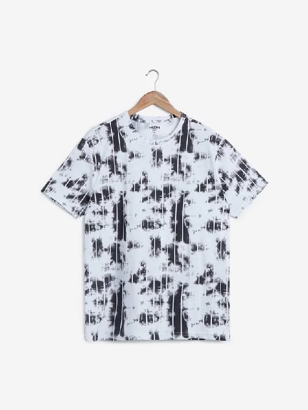 Nuon Black Slim-Fit Abstract Print T-Shirt