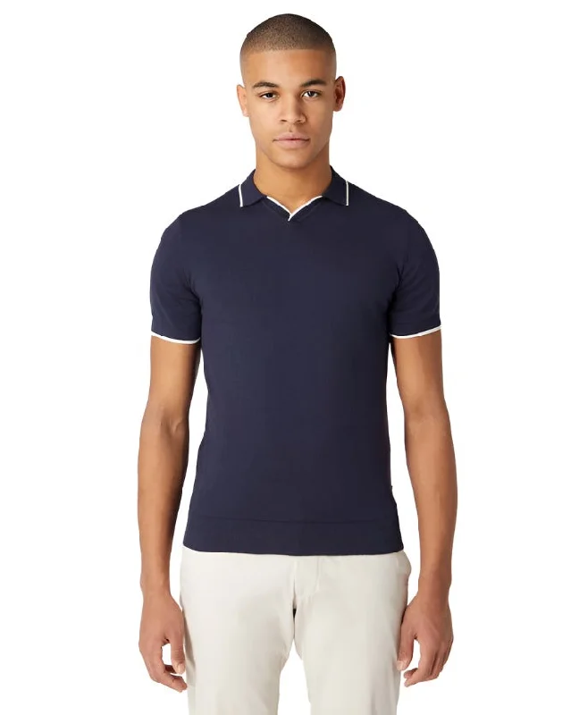 ID50113-Remus Navy Skipper Collar Polo Shirt