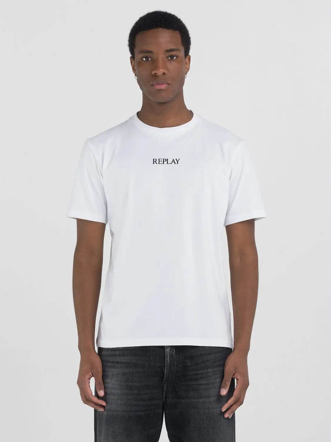 ID24990-Replay White Logo T-Shirt