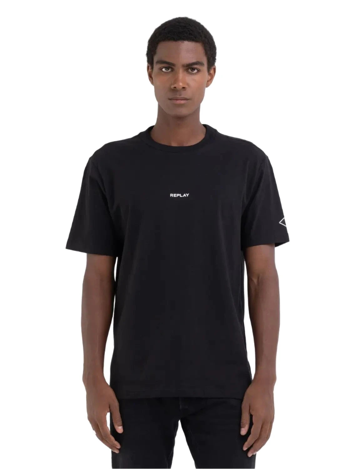 ID80201-Replay Black Small Logo T-Shirt