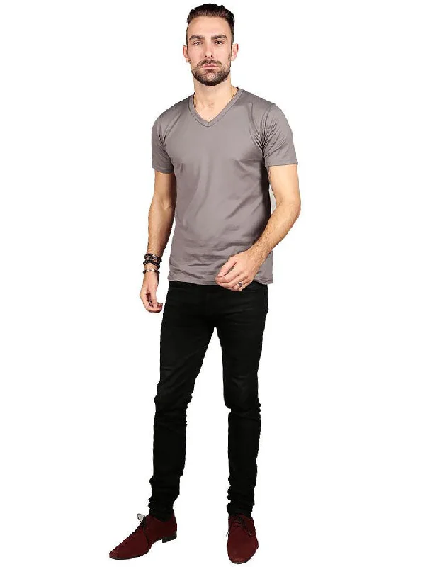 Short Sleeve V Neck - Grey